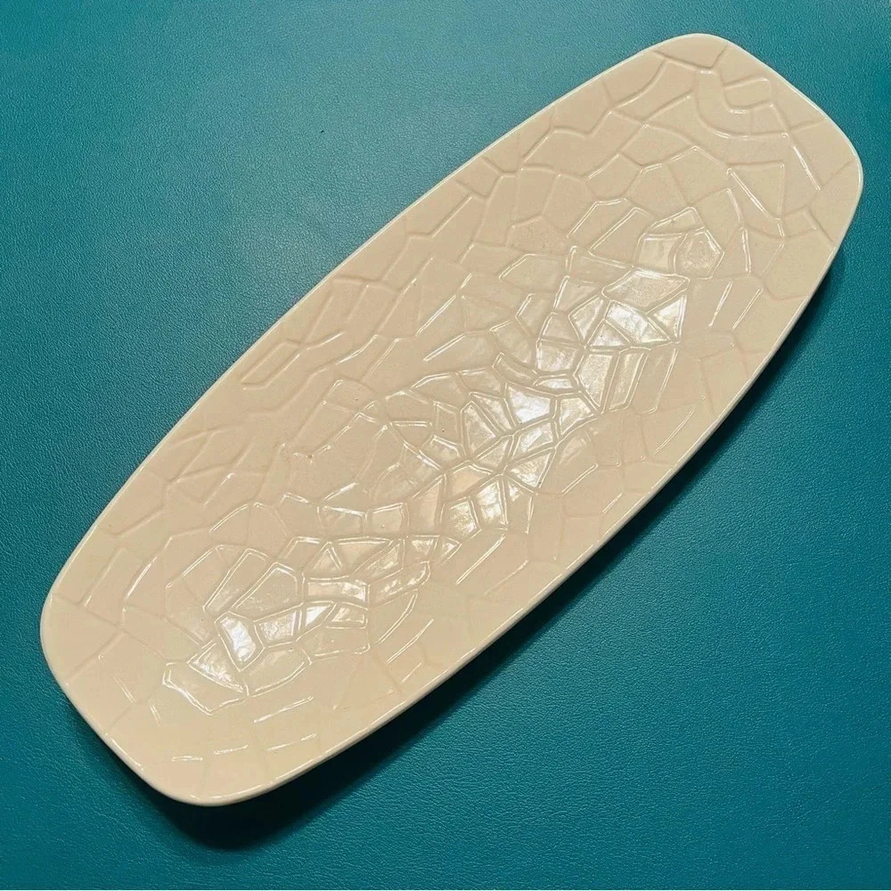 Holland Mold Ceramic‎ Oblong Footed Tray Mid-century Modern Centerpiece Dish